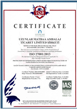 ISO 2700 2013 CERTIFICATE